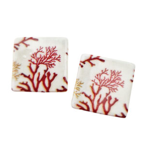 Mattonelle in Ceramica con Sfondo Chiaro e Rametto di Corallo 22mm (125)