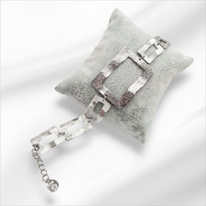 Bracciali in Acciaio Stile Martellato con Maglie Rettangolari (BRAC018)
