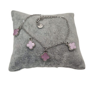Bracciali in Acciaio Con Ciondoli a forma di Fiore Glicine (BRAC030)