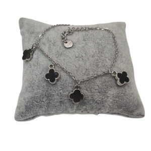 Bracciali in Acciaio Con Ciondoli a forma di Fiore Nero (BRAC028)