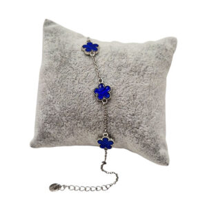 Bracciali in Acciaio Con Distanziatori a forma di Fiore Blu (BRAC032)