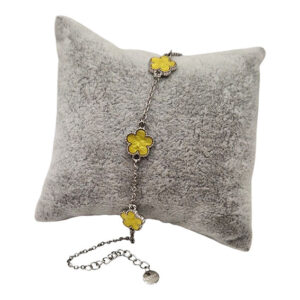Bracciali in Acciaio Con Distanziatori a forma di Fiore Giallo (BRAC029)