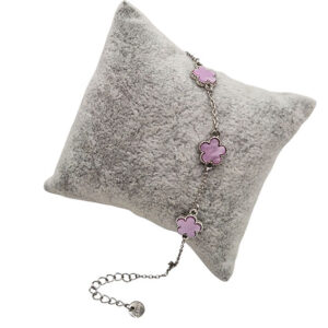 Bracciali in Acciaio Con Distanziatori a forma di Fiore Lilla (BRAC033)