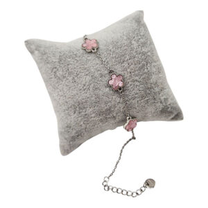 Bracciali in Acciaio Con Distanziatori a forma di Fiore Rosa (BRAC035)