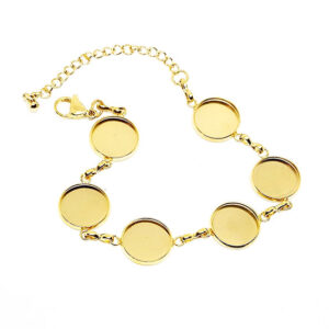 Bracciali in Acciaio con Base per Inserto Cabochon da 12mm Oro (BRAC026-O)