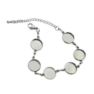 Bracciali in Acciaio con Base per Inserto Cabochon da 12mm Silver (BRAC026-S)