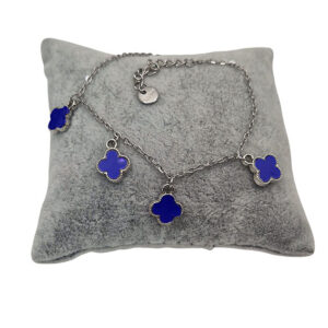 Bracciali in Acciaio Con Ciondoli a forma di Fiore Blu (BRAC038)
