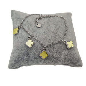 Bracciali in Acciaio Con Ciondoli a forma di Fiore Giallo (BRAC041)