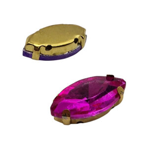 Castoni in Acciaio Con Pietre in Vetro Fucsia 9x18mm (CSTAC015-FC)