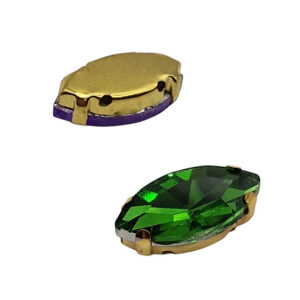 Castoni in Acciaio Con Pietre in Vetro Peridot 9x18mm (CSTAC015-PR)