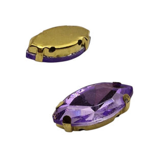Castoni in Acciaio Con Pietre in Vetro Viola 9x18mm (CSTAC015-VL)