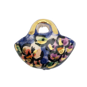 Ceramica di Caltagirone Coffe Siciliane Medie Sfondo Blu con Fiori 30x35mm (CT22CF-087)