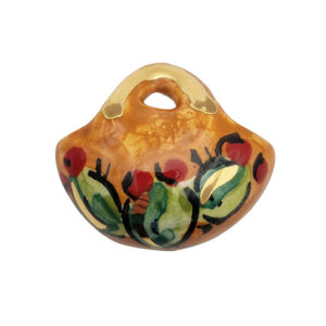 Ceramica di Caltagirone Coffe Siciliane Medie Sfondo Arancio con Fiori 30x35mm (CT22CF-090)