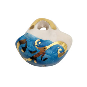 Ceramica di Caltagirone Coffe Siciliane Medie Sfondo Azzurro con Fiori 30x35mm (CT22CF-092)