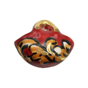 Ceramica di Caltagirone Coffe Siciliane Medie Sfondo Rosso con Fiori 30x35mm (CT22CF-093)