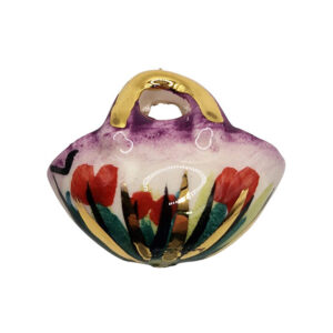 Ceramica di Caltagirone Coffe Siciliane Medie Sfondo Viola con Fiori 30x35mm (CT22CF-091)