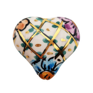 Ceramica di Caltagirone Cuore Sfondo Bianco con Fiori 45x45mm (CT23CR-093)