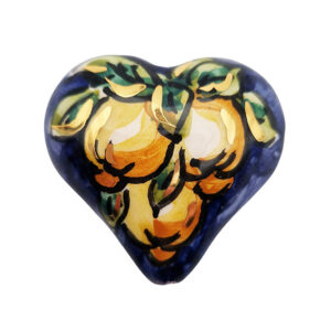 Ceramica di Caltagirone Cuore Sfondo Blu con Limoni 45x45mm (CT23CR-100)