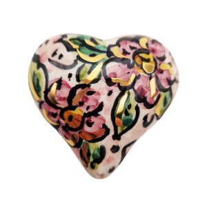 Ceramica di Caltagirone Cuore Sfondo Lilla con Fiori 45x45mm (CT23CR-096)