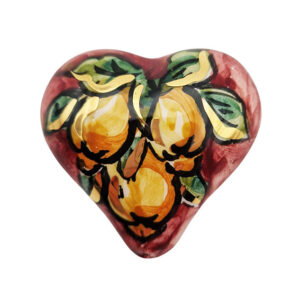 Ceramica di Caltagirone Cuore Sfondo Rosa con Limoni 45x45mm (CT23CR-099)