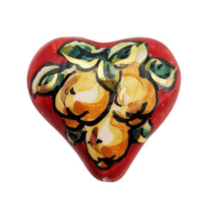 Ceramica di Caltagirone Cuore Sfondo Rosso con Limoni 45x45mm (CT23CR-098)