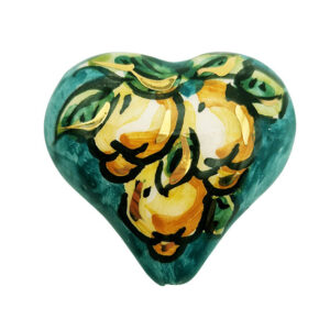 Ceramica di Caltagirone Cuore Sfondo Verde con Limoni 45x45mm (CT23CR-102)