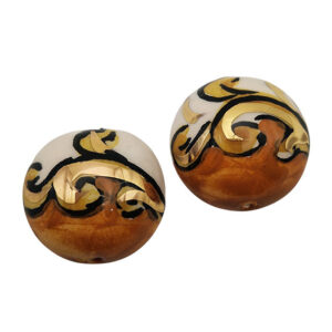 Ceramica di Caltagirone Mezze Perle Arancio con Ghirigoro 24mm (CT07MP-004)