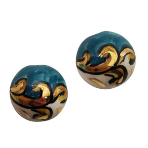 Ceramica di Caltagirone Mezze Perle Azzurro con Ghirigoro 24mm (CT07MP-003)