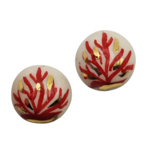 Ceramica di Caltagirone Mezze Perle con Rametto di Corallo 24mm (CT07MP-001)