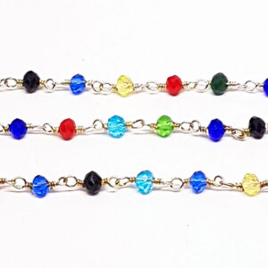 Catena Rosario in Ottone Argento con Pietre Multicolor Crystal da 3mm (CTOTRS048)