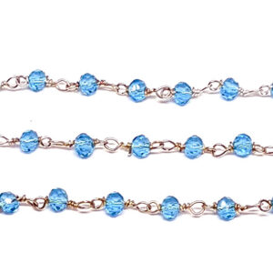 Catena Rosario in Ottone Argento con pietre Azzurro Crystal da 3mm (CTOTRS046)
