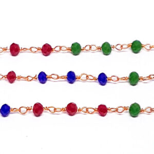 Catena Rosario in Ottone Rosato con Pietre Multicolor da 3mm (CTOTRS049)