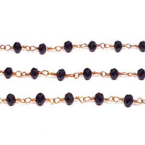 Catena Rosario in Ottone Rosato con Pietre Nere da 3mm (CTOTRS051)