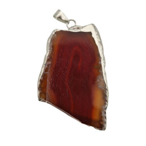 Ciondoli Fette di Agata con Bordo in Ottone su base Argento Colore Ambra 30x50mm (059)