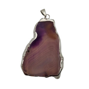 Ciondoli Fette di Agata con Bordo in Ottone su base Argento Colore Viola 35x52mm (041)