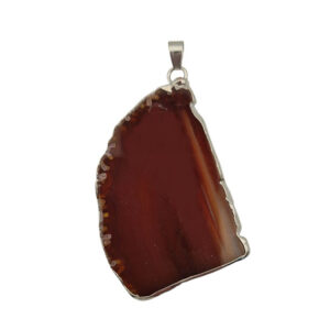 Ciondoli Fette di Agata con Bordo in Ottone su base Argento Colore Ambra 33x55mm (006)