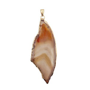 Ciondoli Fette di Agata con Bordo in Ottone su base Oro Colore Ambra 30x70mm (001)
