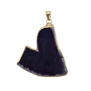 Ciondoli Fette di Agata con Bordo in Ottone su base Oro Colore Nero 30x45mm (003)