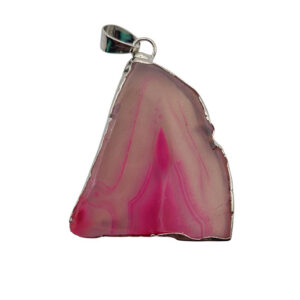Ciondoli Fette di Agata con Bordo in Ottone su base Argento Colore sul Fucsia 30x36mm (061)