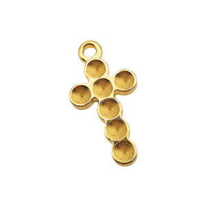 Ciondoli in Zama Croce 15x25mm con Struttura per Incastonatura da 4mm (CNZM054)