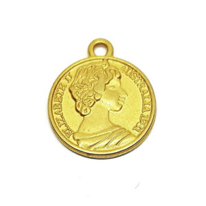 Ciondoli in Zama Monete Regina Elisabetta Oro 20mm (MNZM005-O)