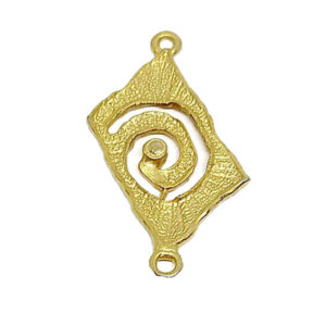Distanziatori in Zama Romboidale con motivo a Chiocciola e texture a righe Oro 24x32mm (DSZM156-O)