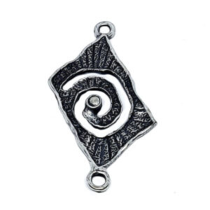 Distanziatori in Zama Romboidale con motivo a Chiocciola e texture a righe Silver 24x32mm (DSZM156-S)