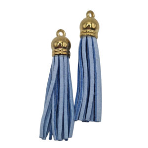 Tassel in Alcantare Azzurro 60mm con Finali in Oro (NPAL002-AZ)