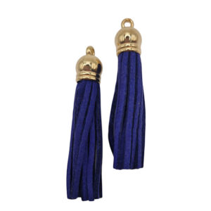Tassel in Alcantare Blu 60mm con Finali in Oro (NPAL002-BL)