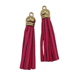 Tassel in Alcantare Fucsia 60mm con Finali in Oro (NPAL002-FC)