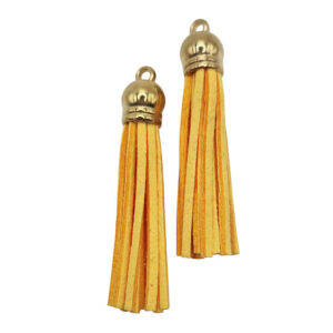Tassel in Alcantare Giallo 60mm con Finali in Oro (NPAL002-GL)