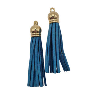 Tassel in Alcantare Indaco 60mm con Finali in Oro (NPAL002-IN)