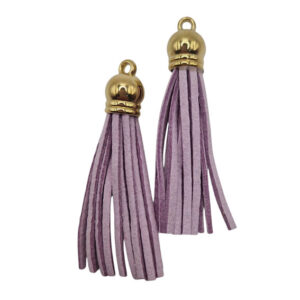 Tassel in Alcantare Lilla 60mm con Finali in Oro (NPAL002-LL)