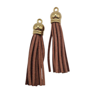 Tassel in Alcantare Marrone 60mm con Finali in Oro (NPAL002-MR)